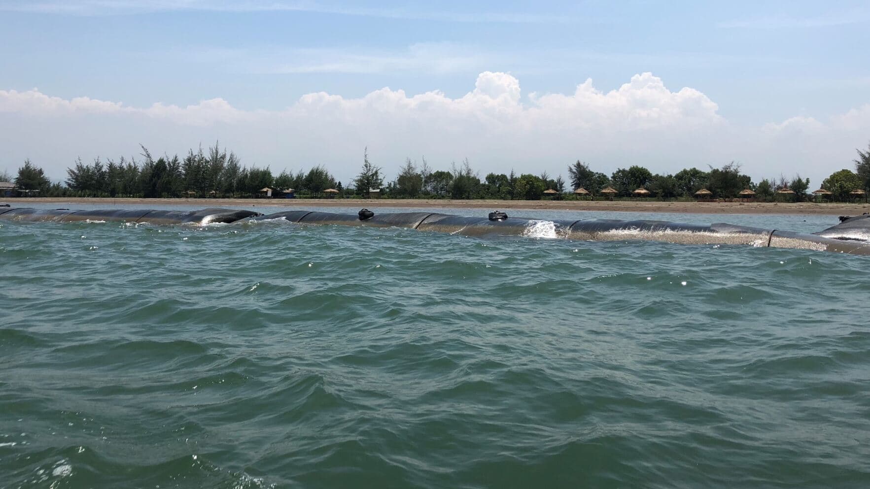 The breakwater structure constructed with the GEOTUBE system at Sigandu Beach proved to be a cost-effective solution compared to conventional methods such as rock armor.