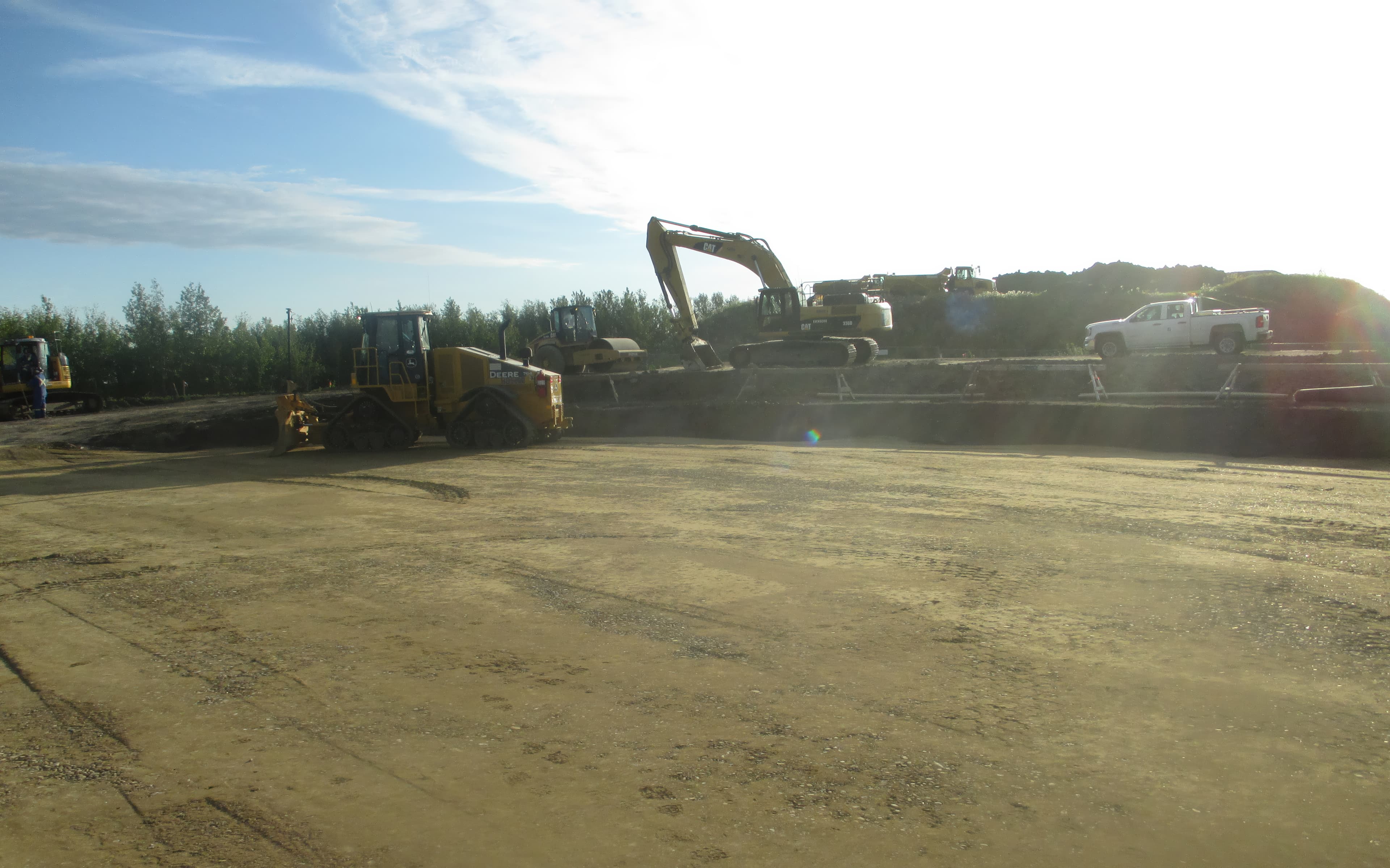 Cement-stabilized subgrade was installed to firm up the lacustrine clay layer